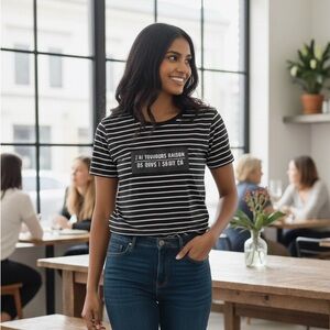 5/$25 - REITMANS Striped Black and White Tee